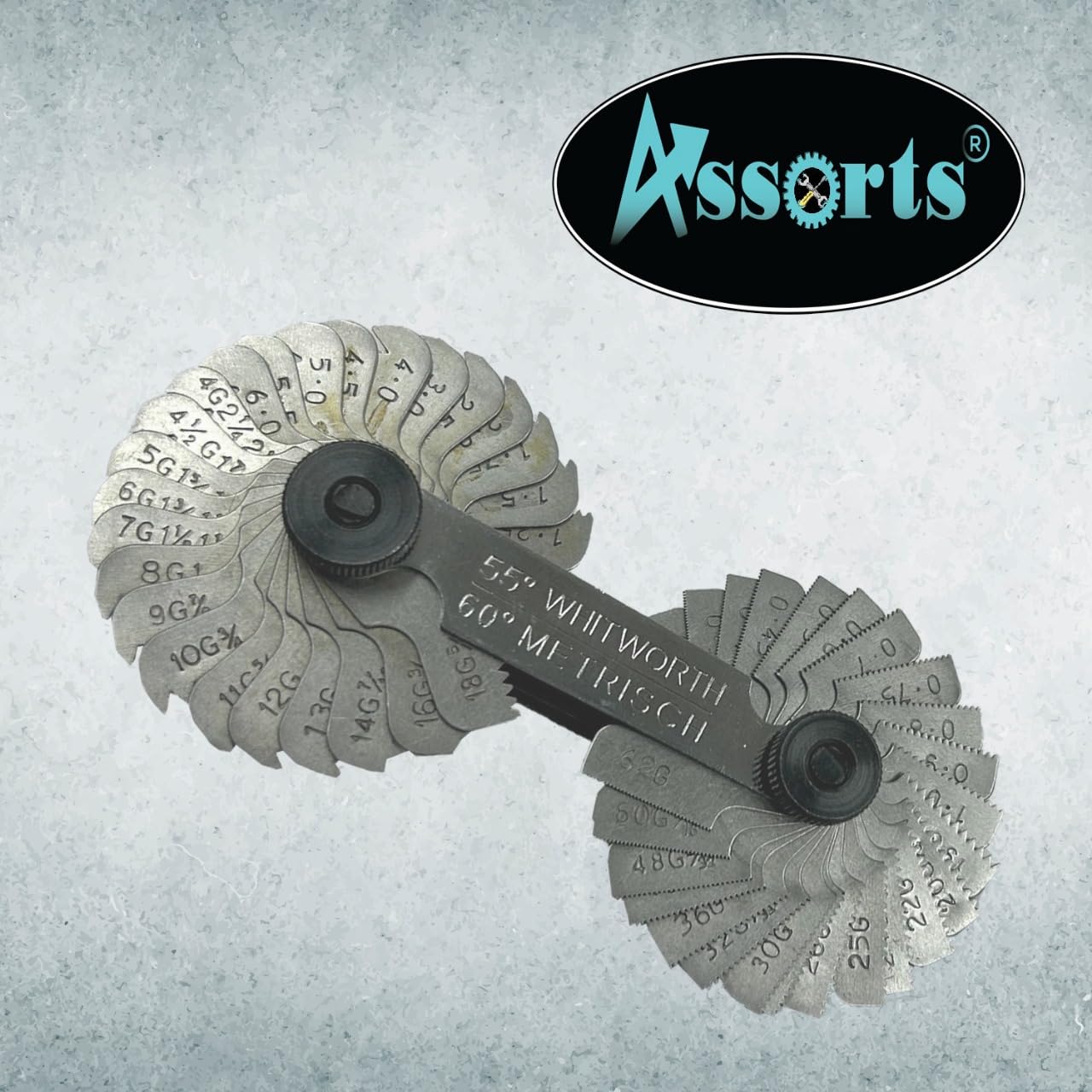 ASSORTS British Whitworth BSW & Tornillos métricos Pernos Medidor de paso de rosca 51 cuchillas