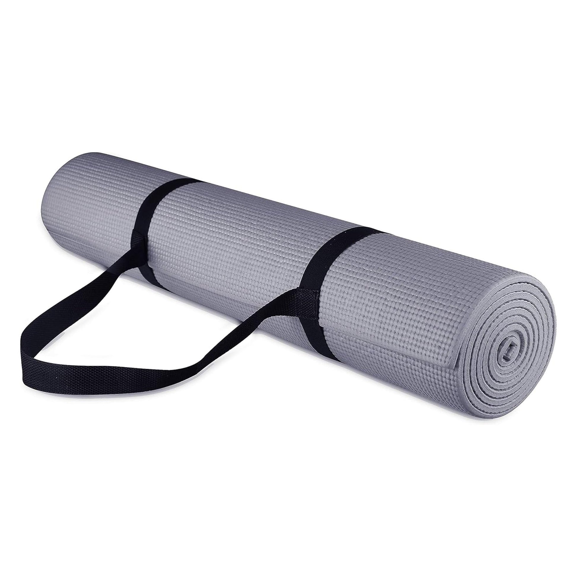 BalanceFrom BFGY-P1GY GoYoga, Tapete de Yoga Multiusos de Alta Densidad Antideslizante con Correa de Transporte, Gris, 1/4 pus