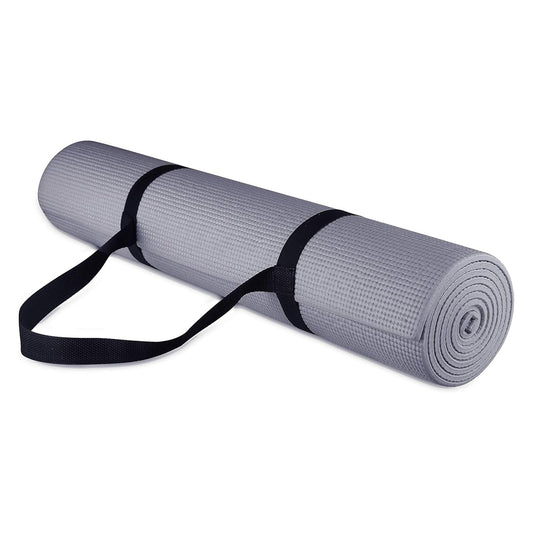BalanceFrom BFGY-P1GY GoYoga, Tapete de Yoga Multiusos de Alta Densidad Antideslizante con Correa de Transporte, Gris, 1/4 pus