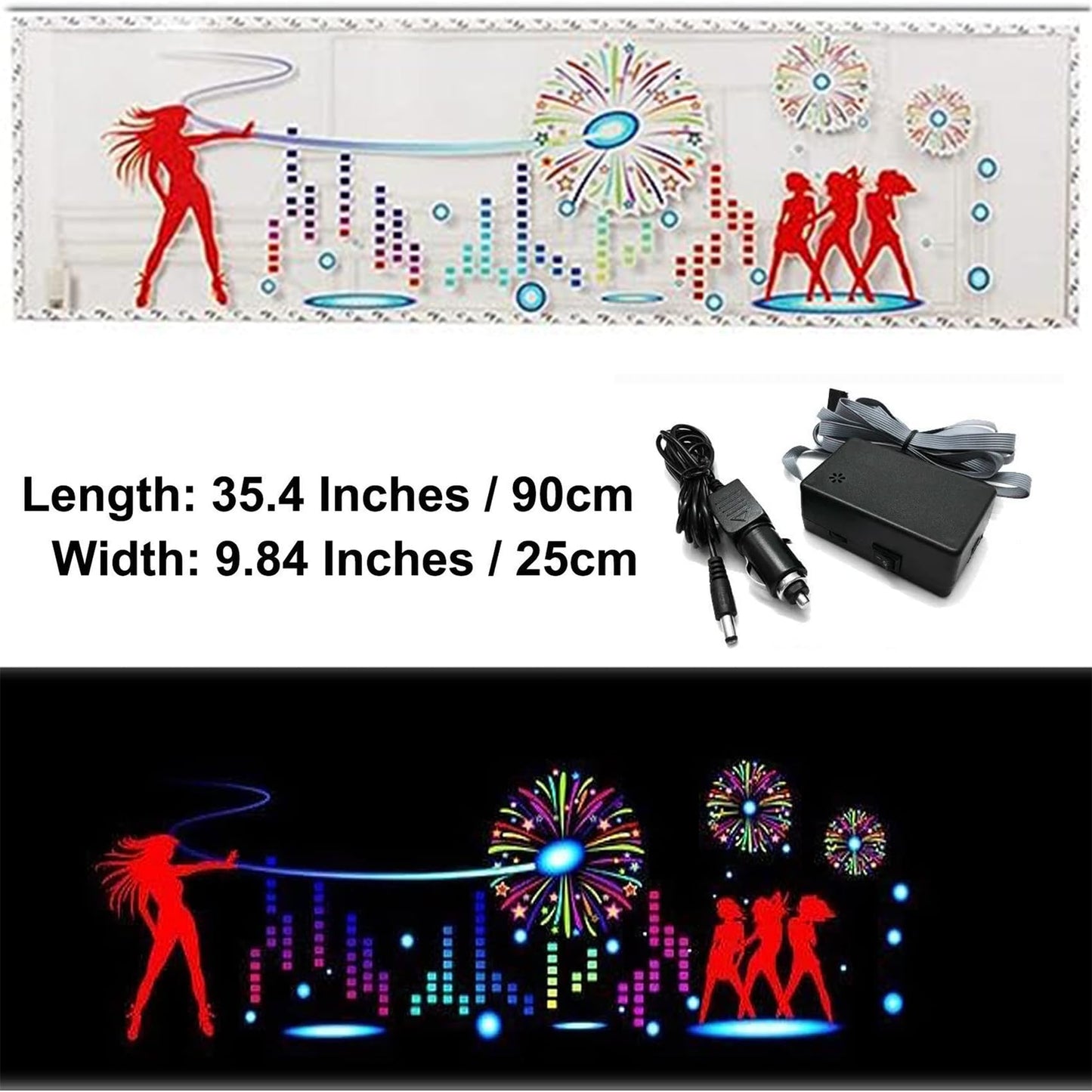 Pegatina Auto keeda Fuegos Artificiales Ecualizador de Luz LED de Sonido para Coche