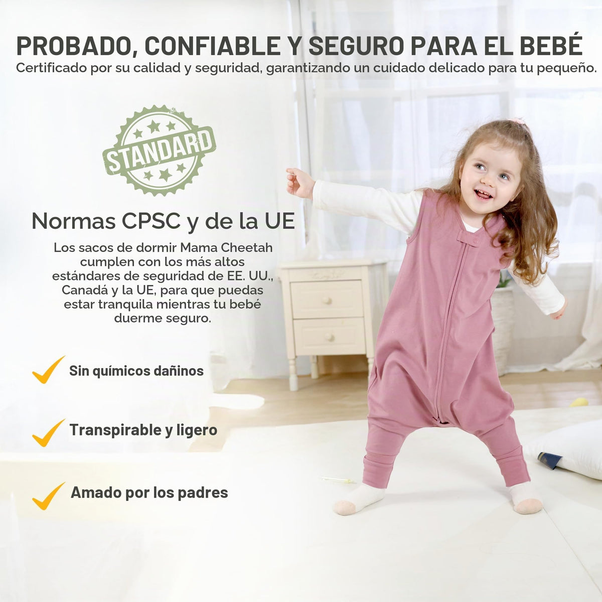 Mama Cheetah Saco de dormir para bebé con pies, 0,5 tog, saco de dormir de verano, algodón orgánico, sin mangas, saco de dormir para bebé, con perneras, para bebés, niños y niñas, 80 cm (altura del