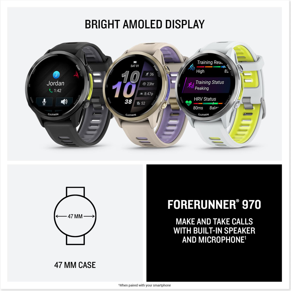 Reloj Inteligente Garmin Forerunner 970 Triatlón GPS AMOLED Linterna LED Titanio Black Amp Yellow