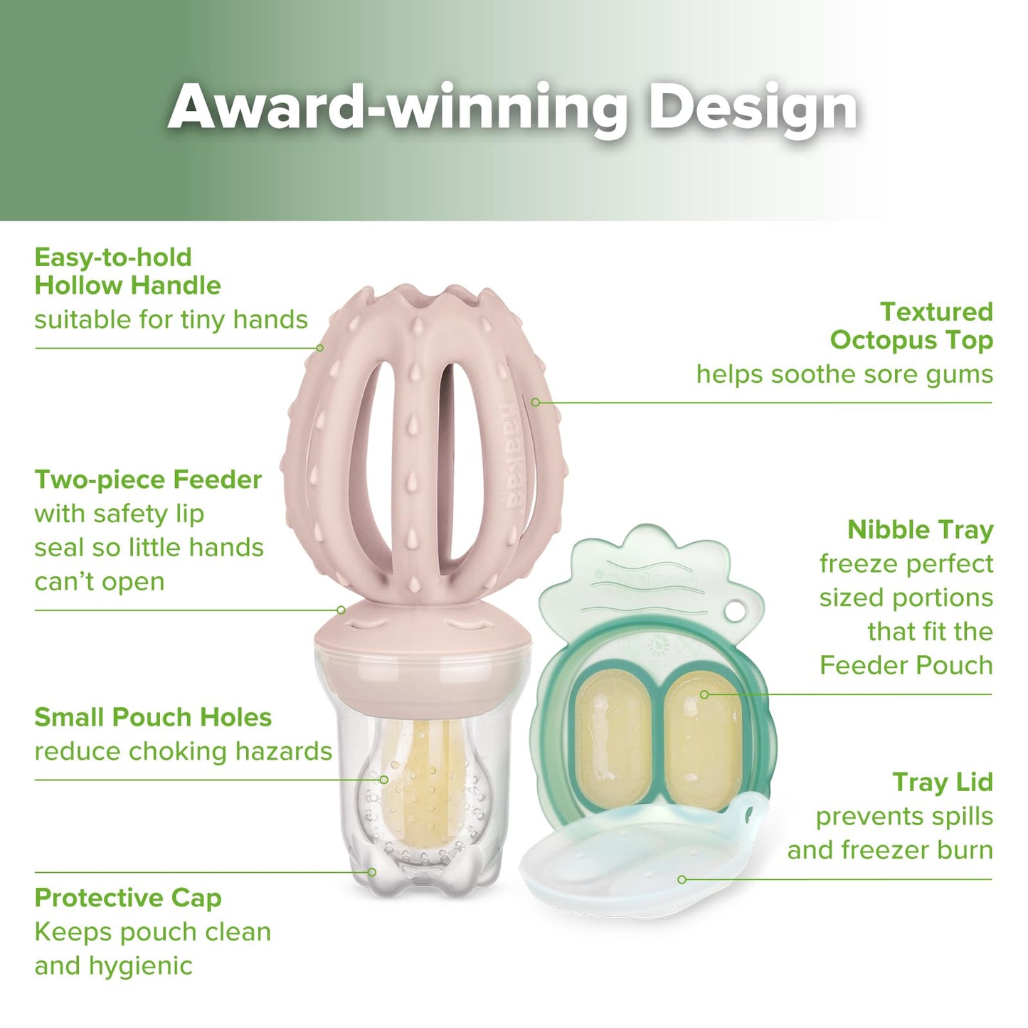 Haakaa - Comedero de frutas para bebés y mini congelador para congelador, moldes para paletas de leche materna para alivio de enfriamiento, alimentador de silicona sin BPA para alimentación segura del