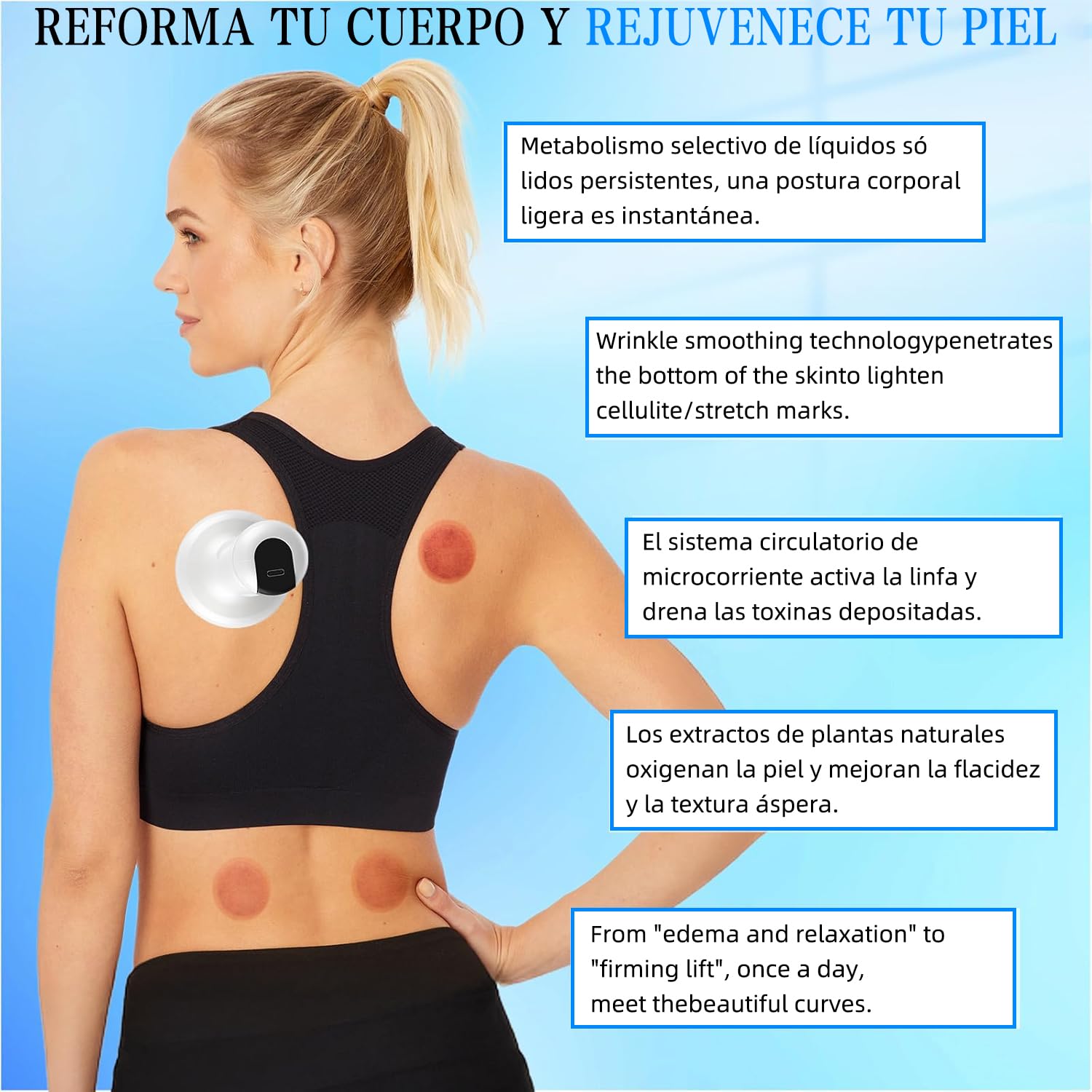 BMNXNNM Anti Cellulite Massager,Dexvon Masajeador Celulitis Original,Smoothglow Masajeador Anticelulítico,12 Niveles Removedoras de Grasa Eléctrica,con for Cintura,Brazos y Piernas
