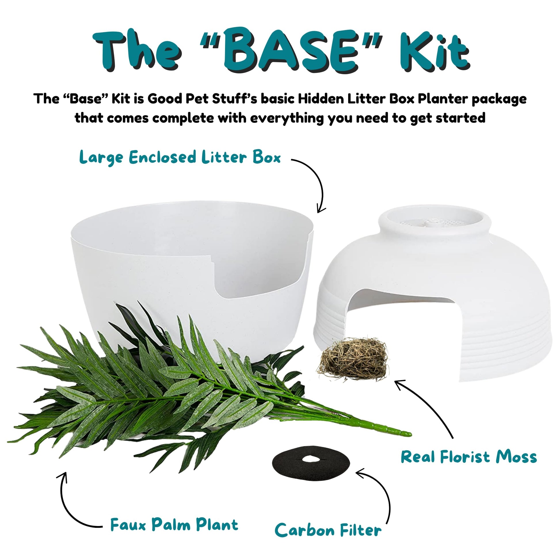 Good Pet Stuff, La Caja de Arena Oculta Original, Plantas Artificiales y Caja de Arena para Gatos Cerrada, Filtro ventilado y Olor, fácil de Limpiar, Abedul Blanco
