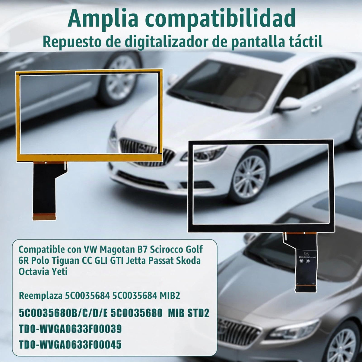 Digitalizador de Pantalla Táctil 6.5 Pulgadas Compatible con VW y Skoda