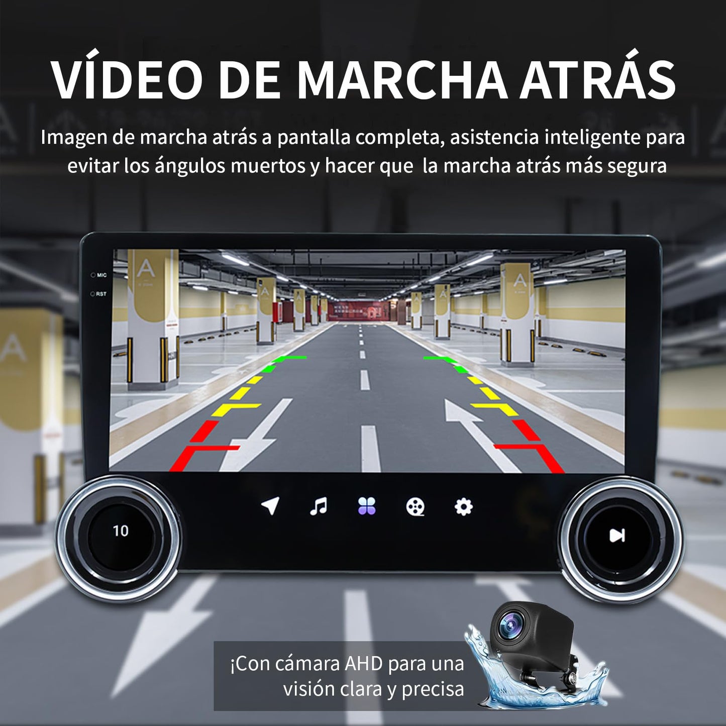 FINYQBET Pantalla Android para Auto de 10.1", Estéreo 2 DIN con CarPlay y Android Auto Inalámbrico, Bluetooth 5.1, GPS y WiFi, Compatible con Cámara de Reversa y Control de Volante