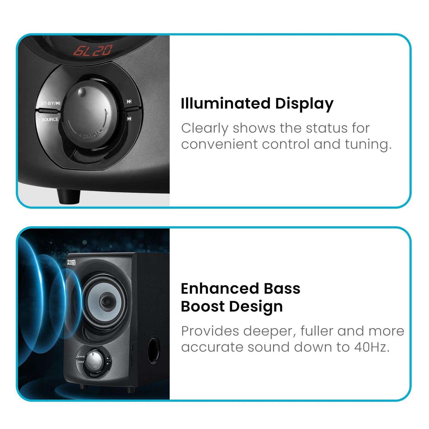 Audio acústico de Goldwood Audio - Sistema de Altavoces Bluetooth 2.1, AA2172, Gris