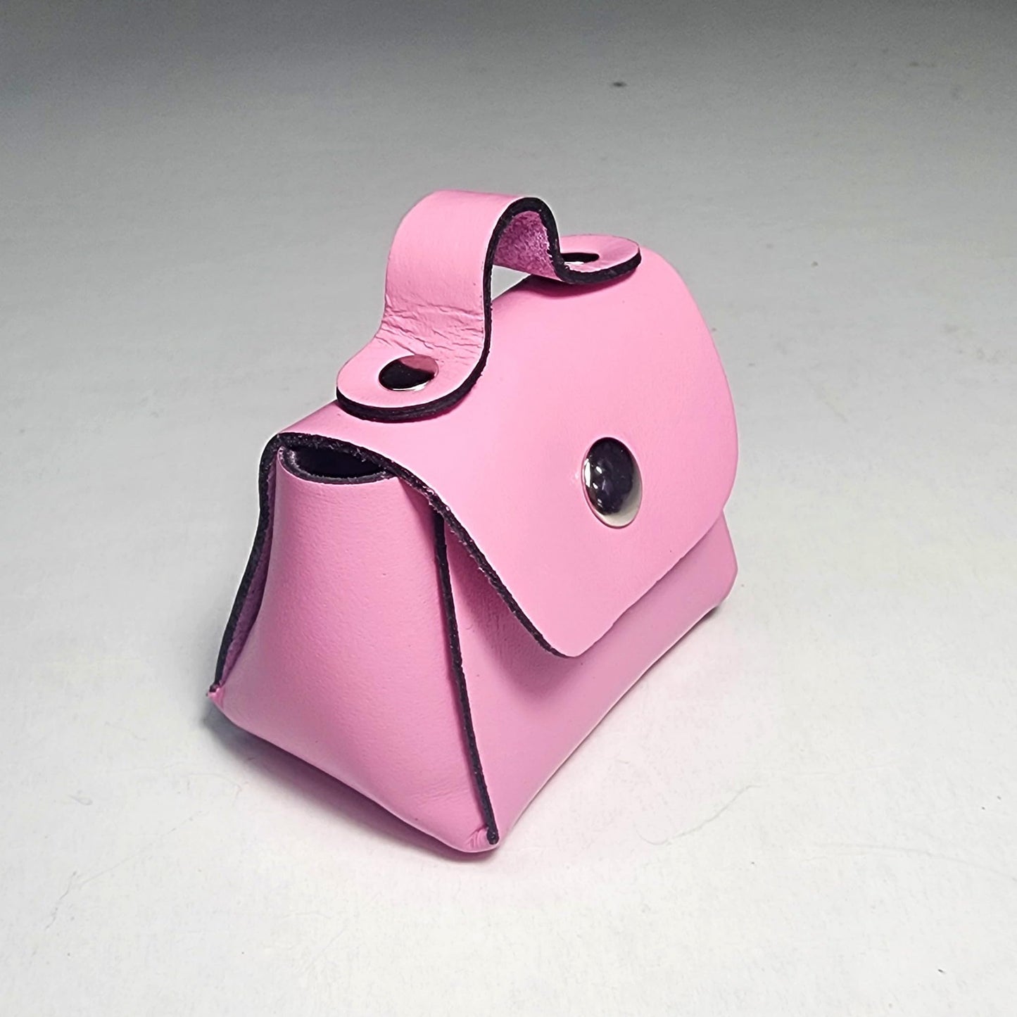 Ayaz Deri Mini estuche de piel auténtica – Compatible con AirPods – Monedero y compartimento para accesorios – Monedero artesanal ideal para regalar (Rosa)