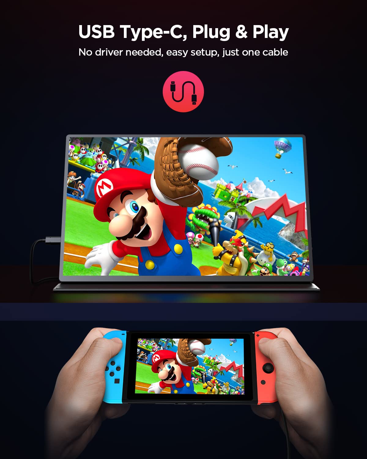 Monitor Portátil UPERFECT Mate 2K 120Hz para Juegos de 16 Pulgadas con HDR FreeSync y Cuidado de los Ojos