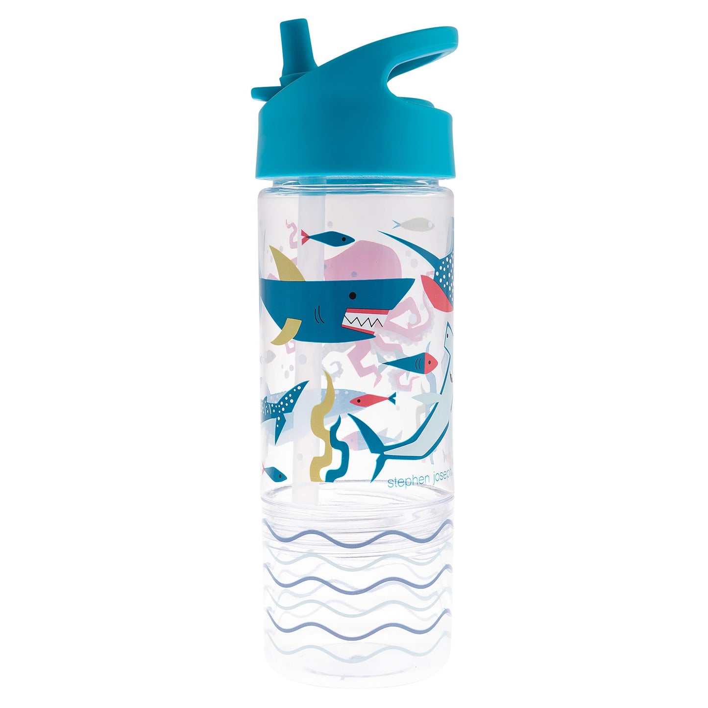 Stephen Joseph, botella de agua para beber y botanas para niños, botella de agua Tritan de 12 onzas sin BPA, botella de agua para niñas y niños, botella de agua de regreso a la escuela, tiburón azul