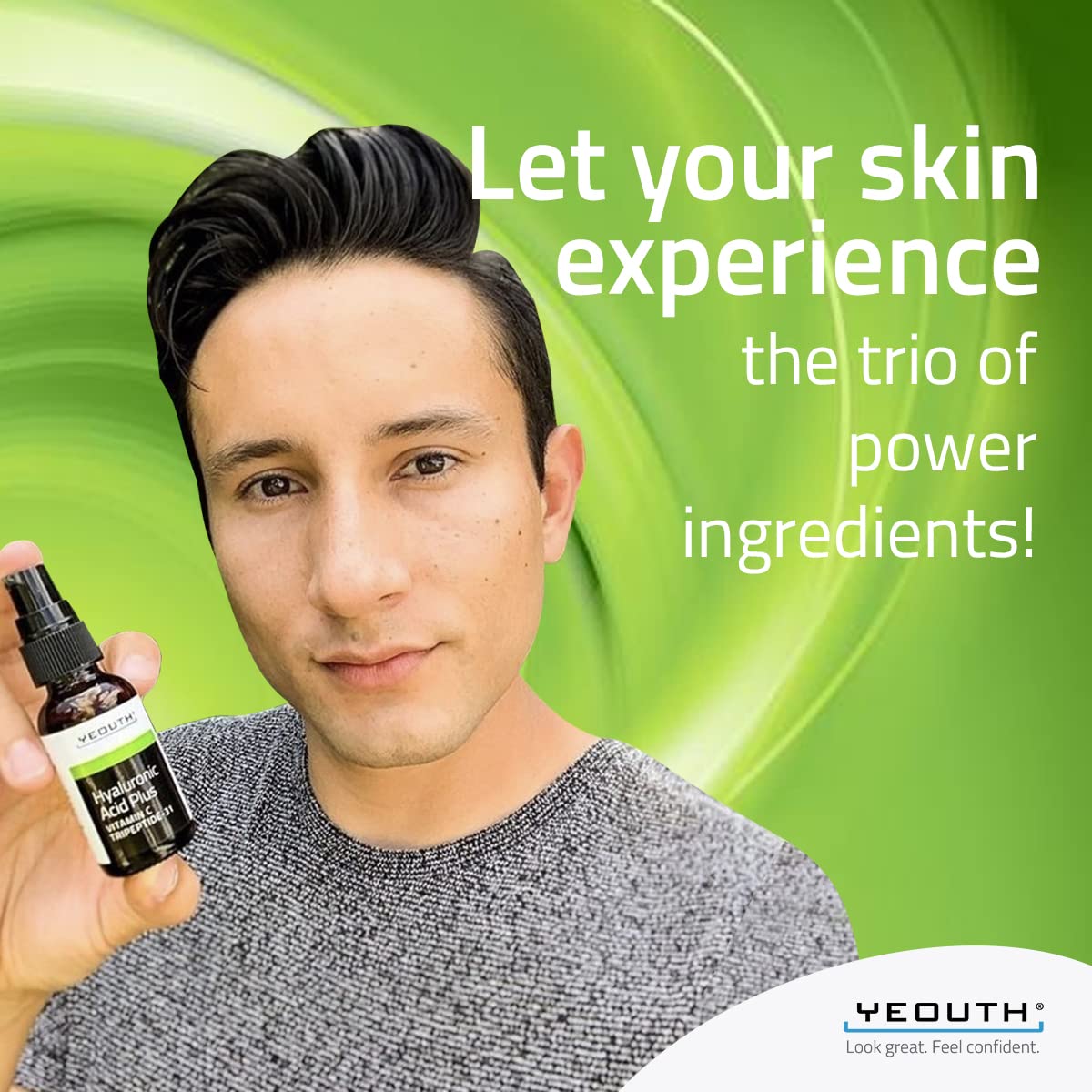 YEOUTH Serum Acido Hialuronico con Serum Vitamina C y Tripeptides, Ácido Hialurónico Cara para Hombres y Mujeres, Serum Facial para Arrugas, Puede Usar se con Retinol 30ml