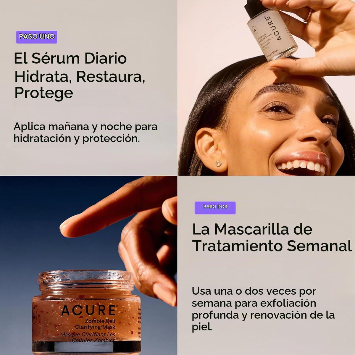 Acure | Máscara Exfoliante de Células Zombi | Aumenta la renovación celular | Con niacinamida y ácido salicílico, 40 ml