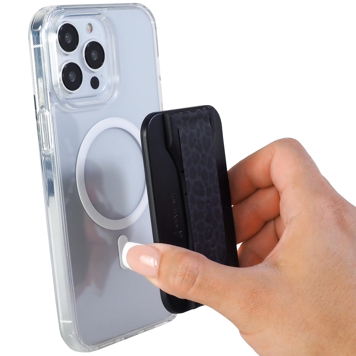 Agarre Magnético LoveHandle PRO Negro con Soporte y Correa para Smartphone y Tablet