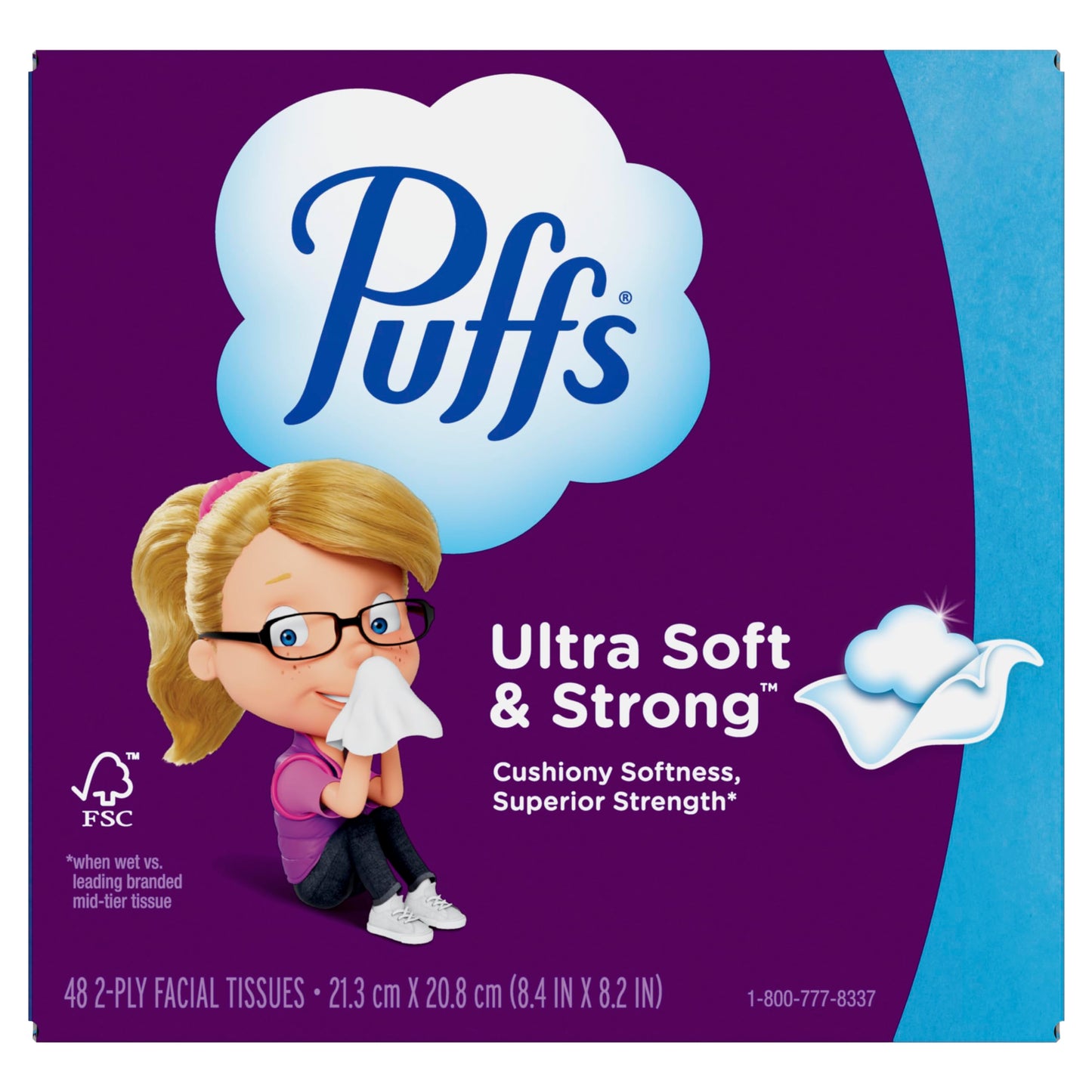 PUFFS Ultra suave tela facial no loción, blanco, 48 unidades