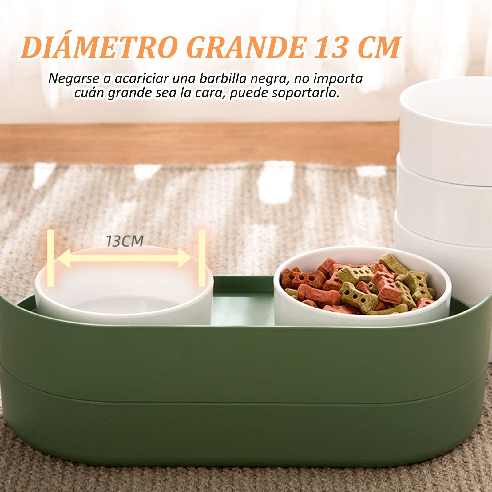Comedero para Perro y Gatos，（2*420ML cuencos de cerámica+1*2700ML caja de almacenaje）Cuencos Elevados para Mascotas,Soporte Elevado para Cuencospara Perros y Mascotas pequeños, medianos y Grandes