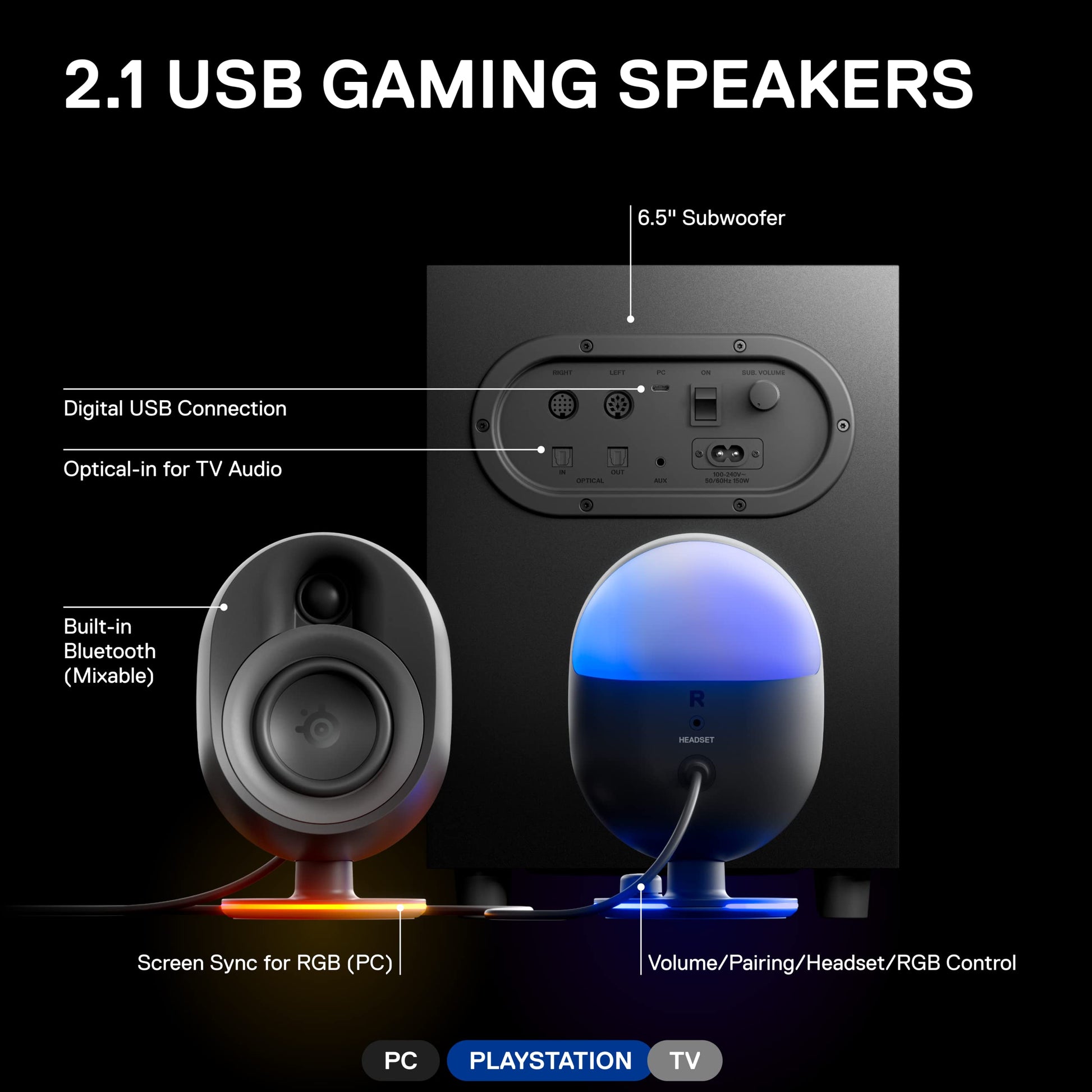 SteelSeries Arena 7 Altavoces para Juegos de computadora (Reacondicionado)