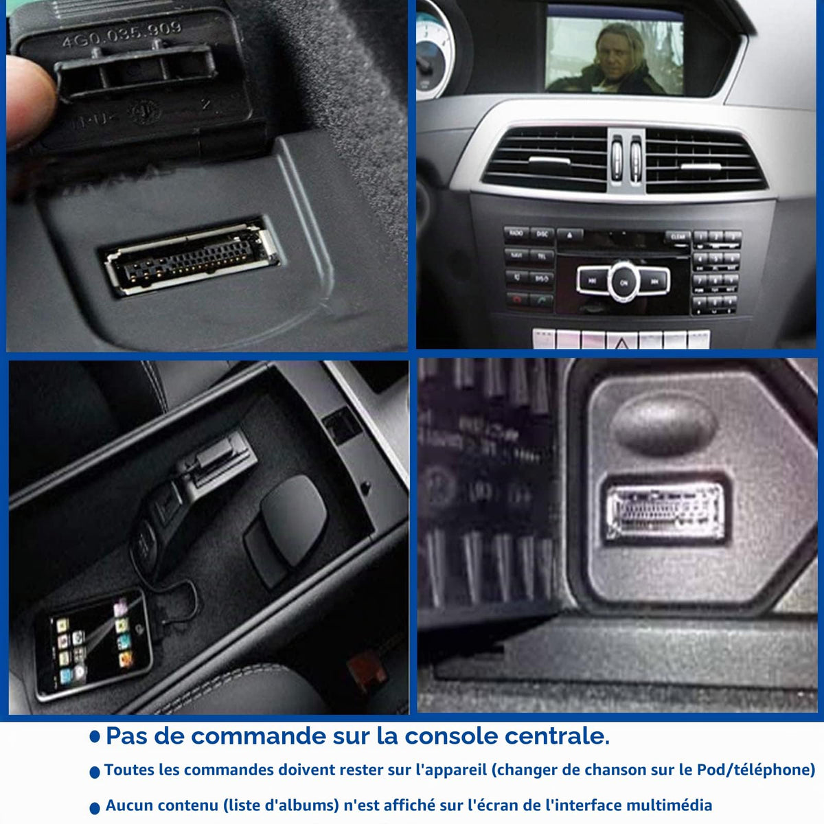 Cable de Carga Auxiliar Shinetec MMI MDI Negro Compatible con IP 14 13 12 para Mercedes-Benz
