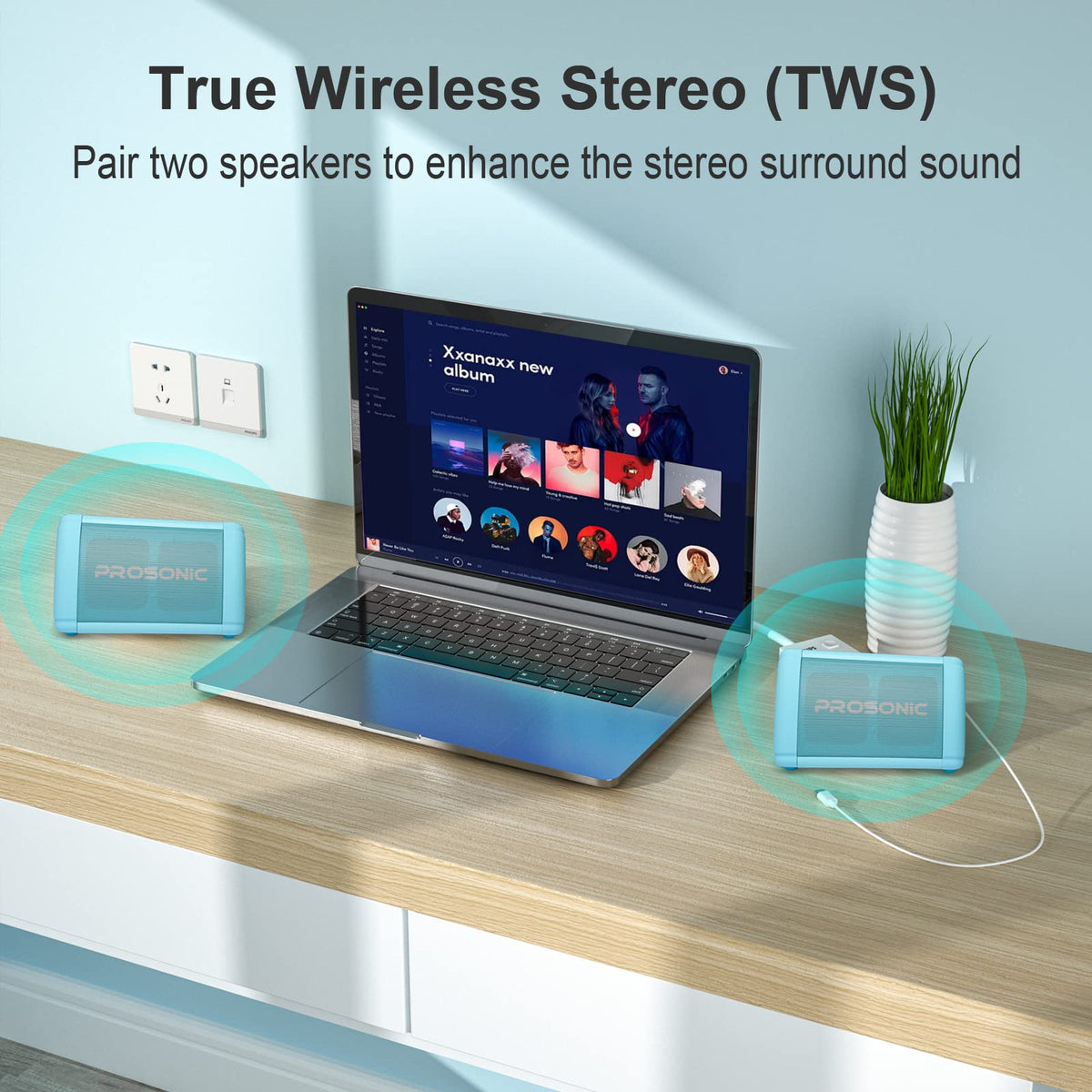 Altavoz Bluetooth Prosonic BT3 Azul Portátil con Sonido Estéreo de 10W y Refuerzo de Graves