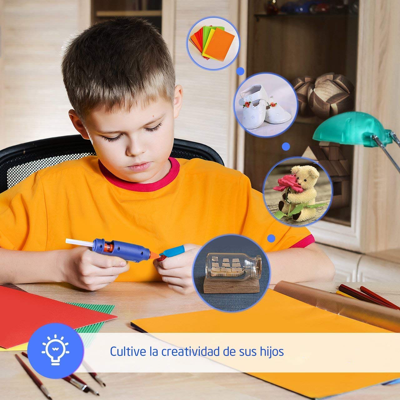 Pistola Mini Sojitas Azul 50 Barras Pegamento Caliente para Bricolaje