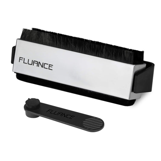 Kit Limpieza de Vinilos Fluance Negro con Cepillo Antiestático de Fibra de Carbono y Terciopelo para Agujas y LPs