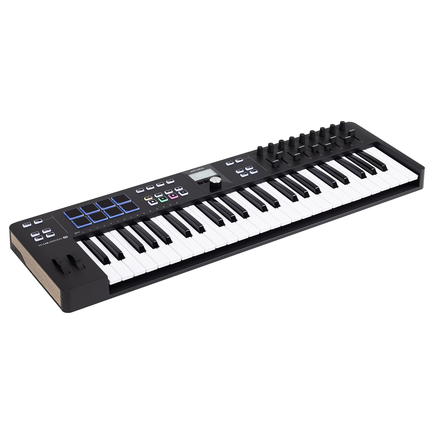 Arturia KeyLab Essential 49 mk3 - Teclado driver MIDI para producción musical, paquete de software todo en uno - 49 teclas, 9 codificadores, 9 atenuadores, 1 rueda de modulación, 1 rueda de curvatura, 8 almohadillas para orejas, negro