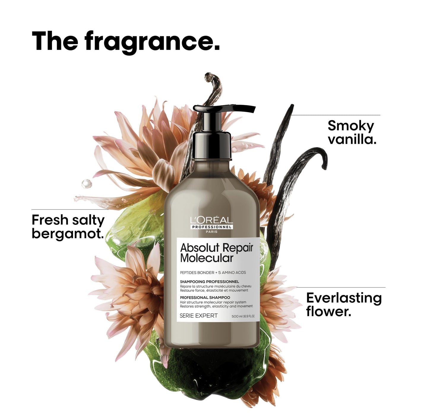 L'Oréal Professionnel Absolut Repair Molecular Shampoo | Shampoo reparador molecular | Libre de sulfatos | Para cabello muy dañado | Con tecnología 2% reparador de péptidos + 5 aminoácidos | Repara el cabello y restaura su fuerza | Repara la estructura mo