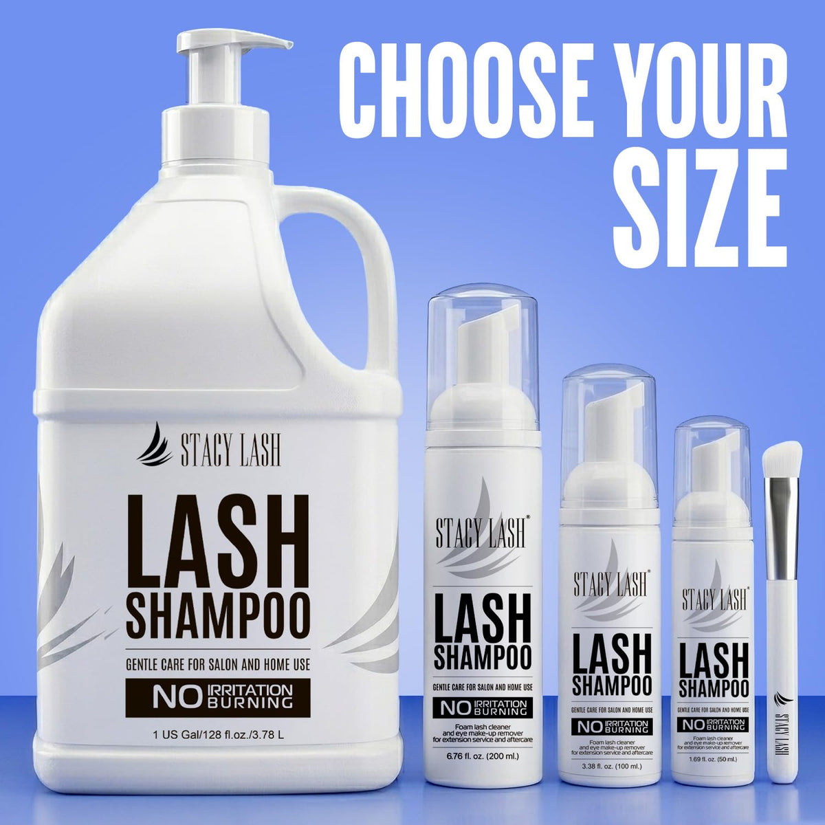 Stacy Lash Shampoo de Pestañas 50 ml con Cepillo - Sin Irritación - Sin Aceite - Hecho en USA