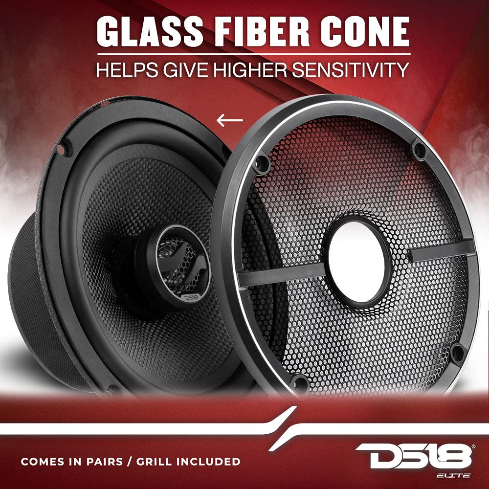 DS18 ZXI-654 - Altavoz coaxial de Audio para Coche (6,5 Pulgadas, con Tweeter de neodimio Integrado y Cono de Kevlar, 2 vías, 240 W, máx. 4 Ohm (2 Altavoces)