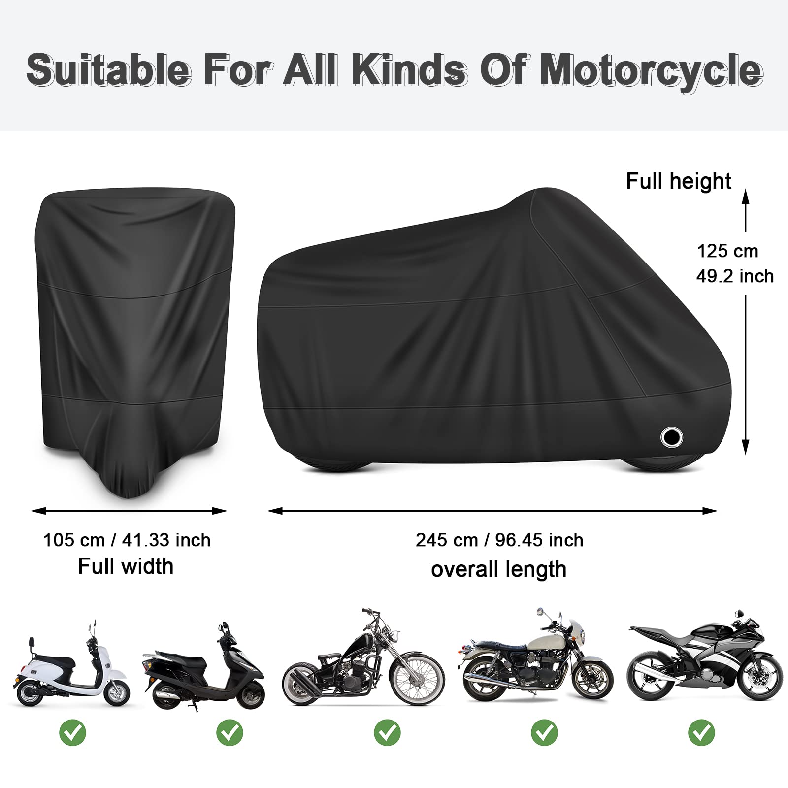 LIHAO Funda Moto 190T Cubierta Impermeable de Motos Funda Protectora Moto Resistente al Agua Polvo Viento y Anti-UV
