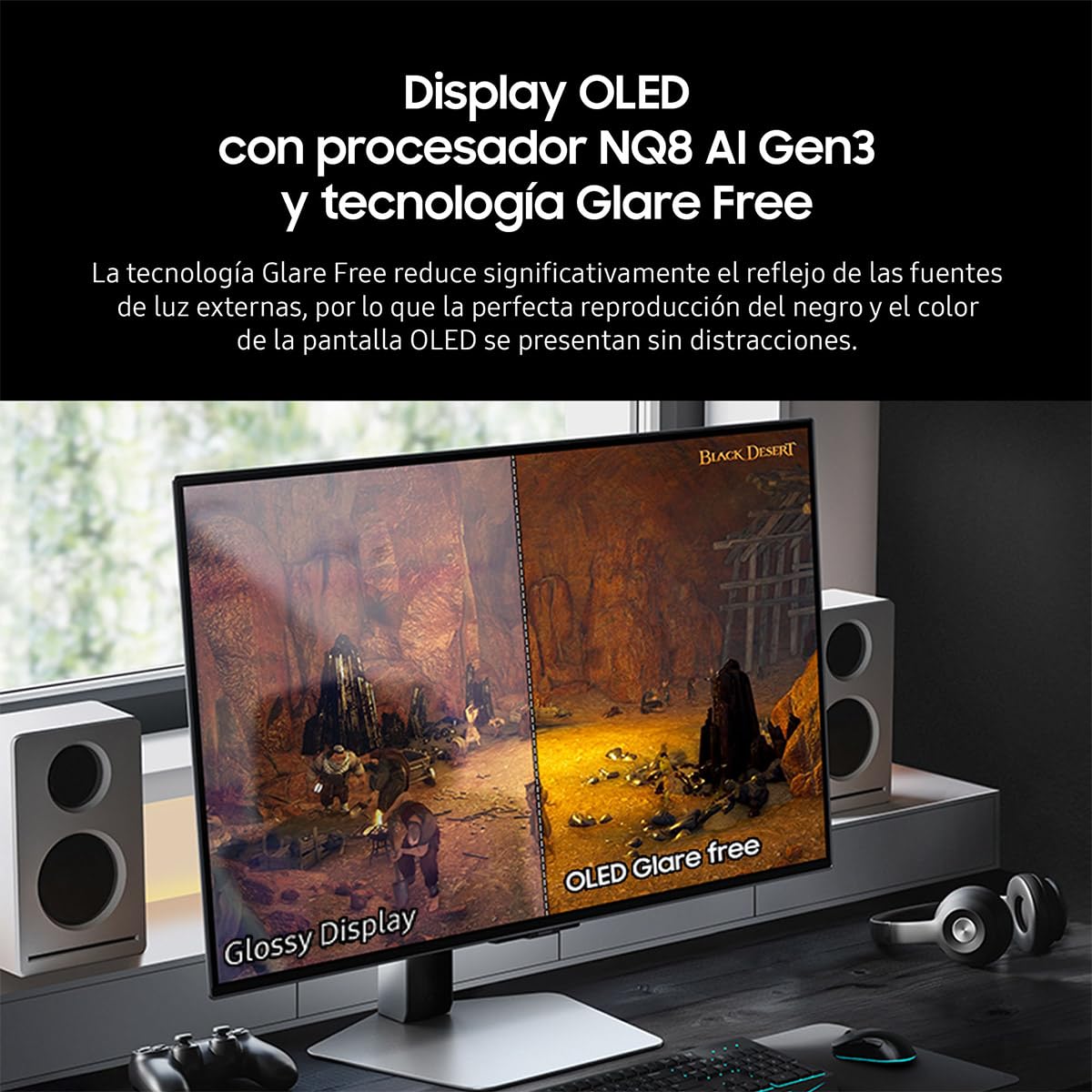 Samsung 32" Odyssey OLED Monitor G80SD 4K 240Hz, Resolución OLED en 4K, Negros más Profundos, Glare Free, Tiempo de Respuesta de 0,03ms (GtG), AMD FreeSync Premium Pro LS32DG800SLXZX