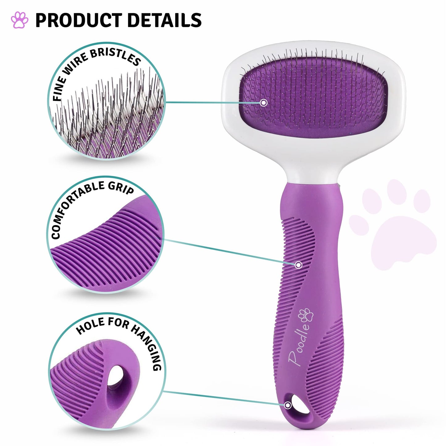Cepillo Slicker Poodle Pet Mate Suelta Nudos para Peluquería en Perros Gatos Conejos