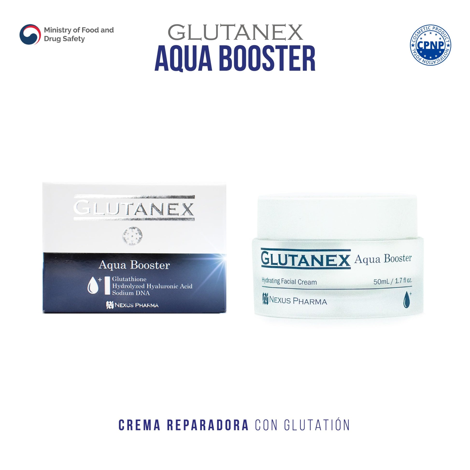 Glutanex™ Aqua Booster CREMA REPARADORA E HIDRATANTE/Reparación, Hidratación, Aclaramiento, Antioxidación/De Corea del Sur
