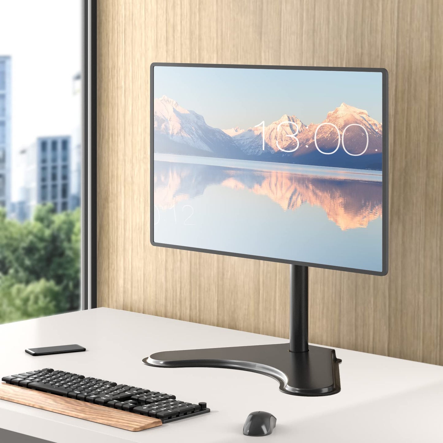 Soporte para Monitor Individual WALI Negro con Base Ajustable de 13 a 32 Pulgadas para Escritorio