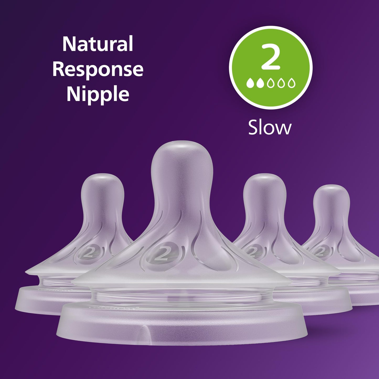 Pezón de Respuesta Natural Philips Avent SCY962/04 Flujo Lento Paquete de 4