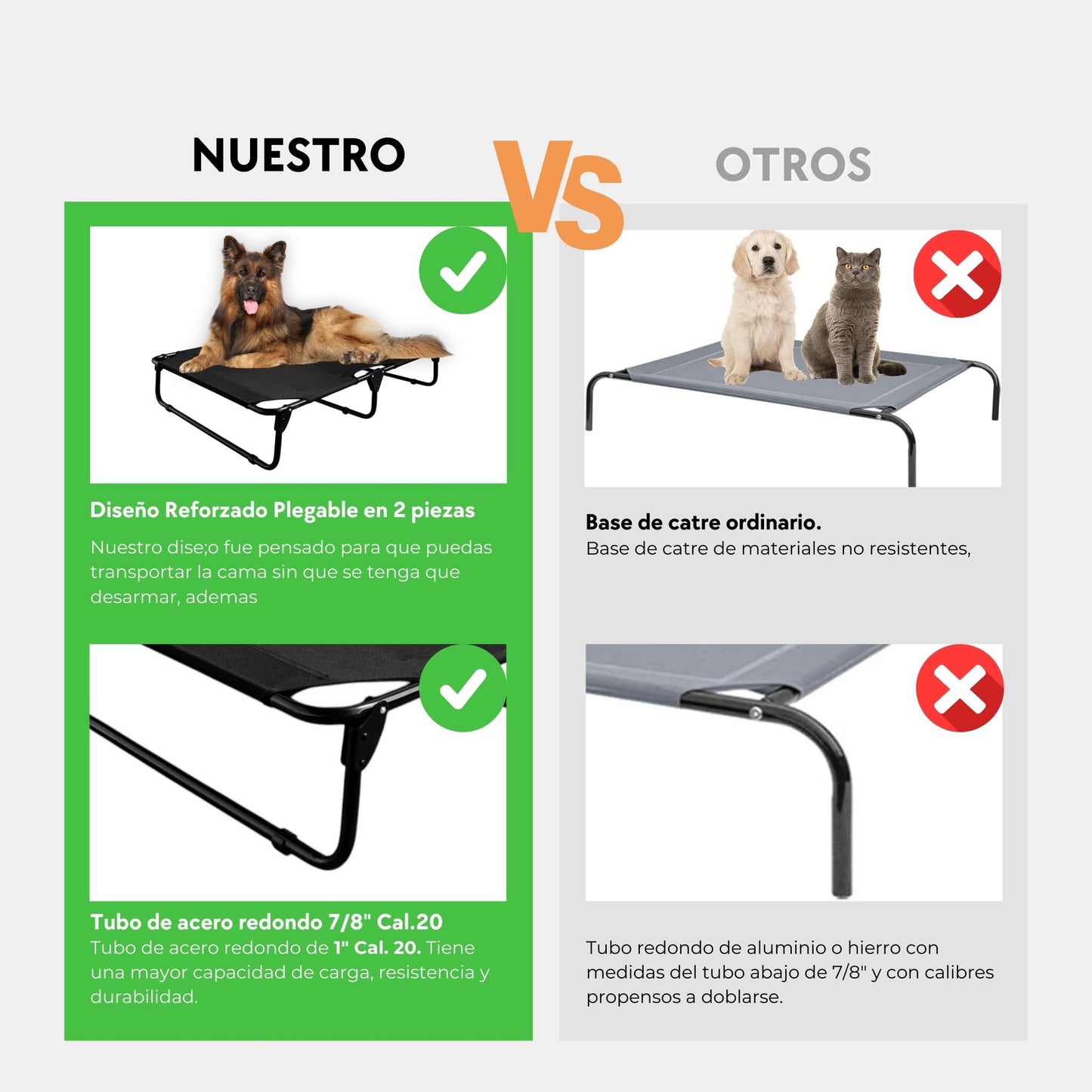 Cama Elevada para Perro PEGASO Negra tamaño Extra Grande Transpirable y Lavable