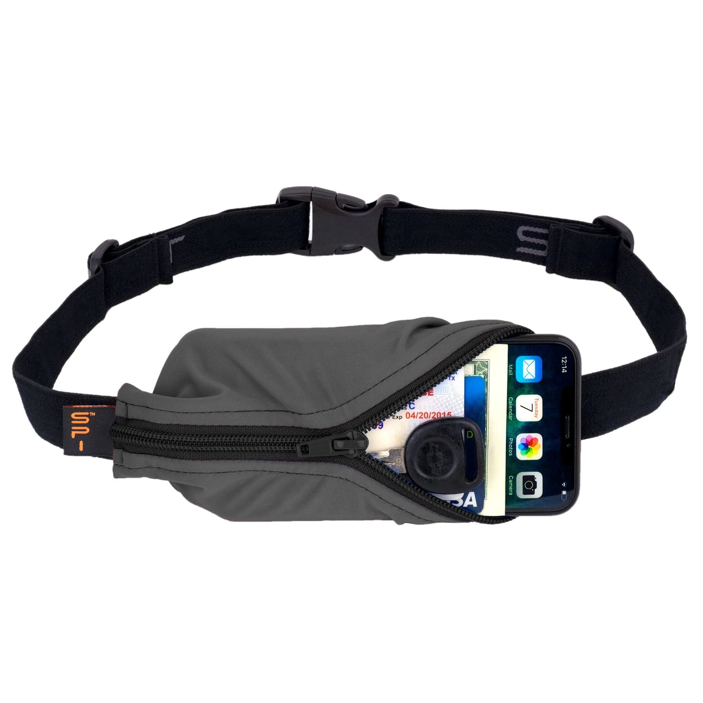 Cinturón SPIbelt Negro Expandible y Ajustable para Correr para Mujer y Hombre