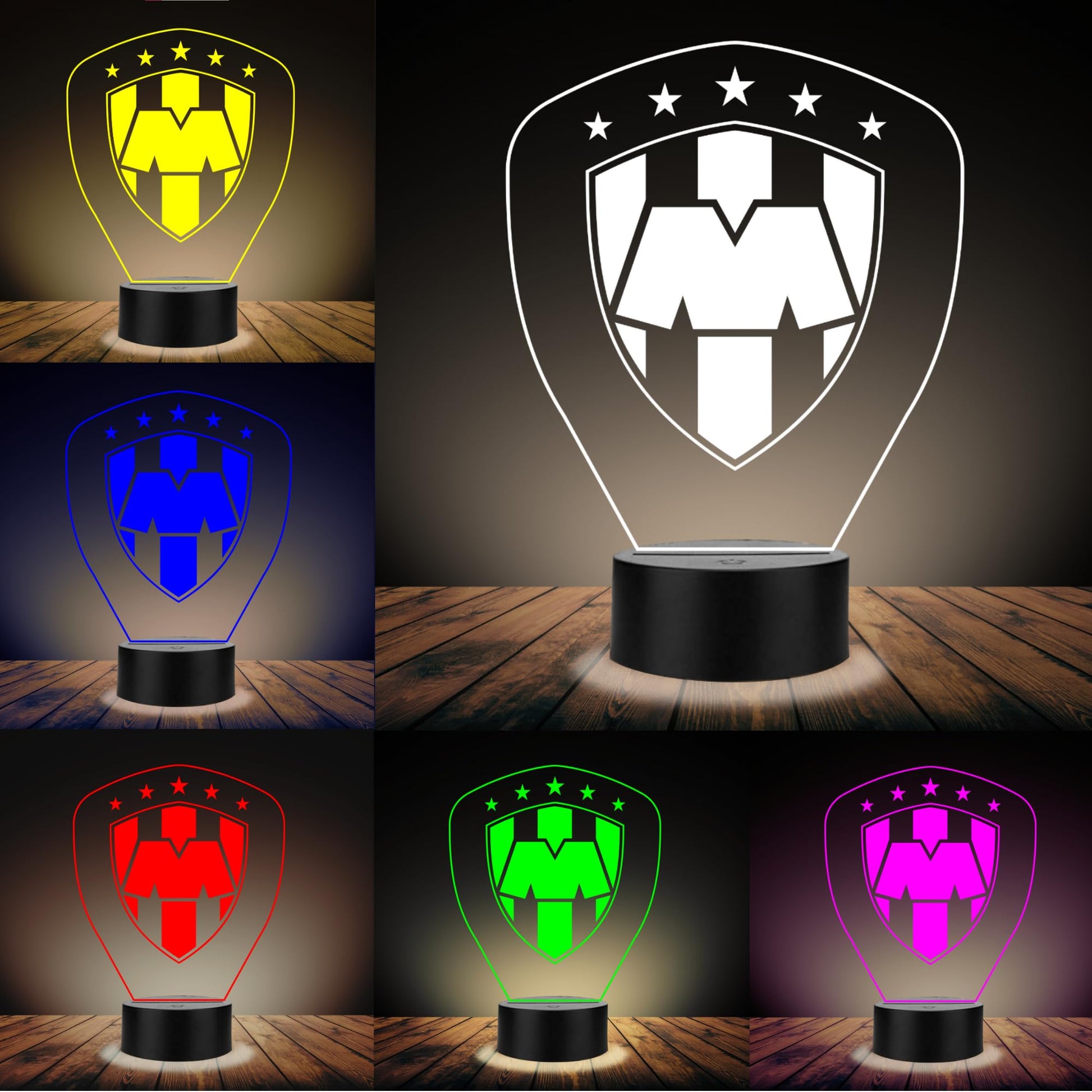 Artea 19 Lámpara del Monterrey 3D,Lámpara Luz Nocturna Led,Lámpara Acrílico Luces Cambiantes,Equipos Futbol 3D,Futbol Soccer,Luces Noche 3D, Regalo ideal para los Fanáticos del Futbol