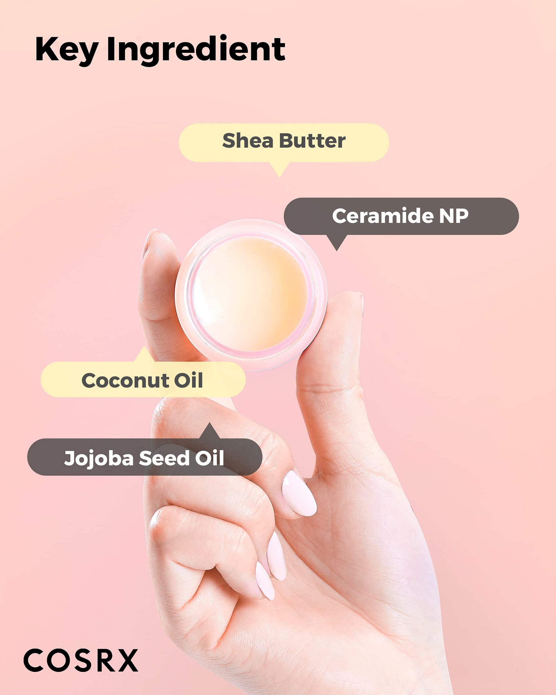 COSRX Humentante de labios con manteca de karité y ceramida de origen natural. Brinda una humectación rica y profunda.