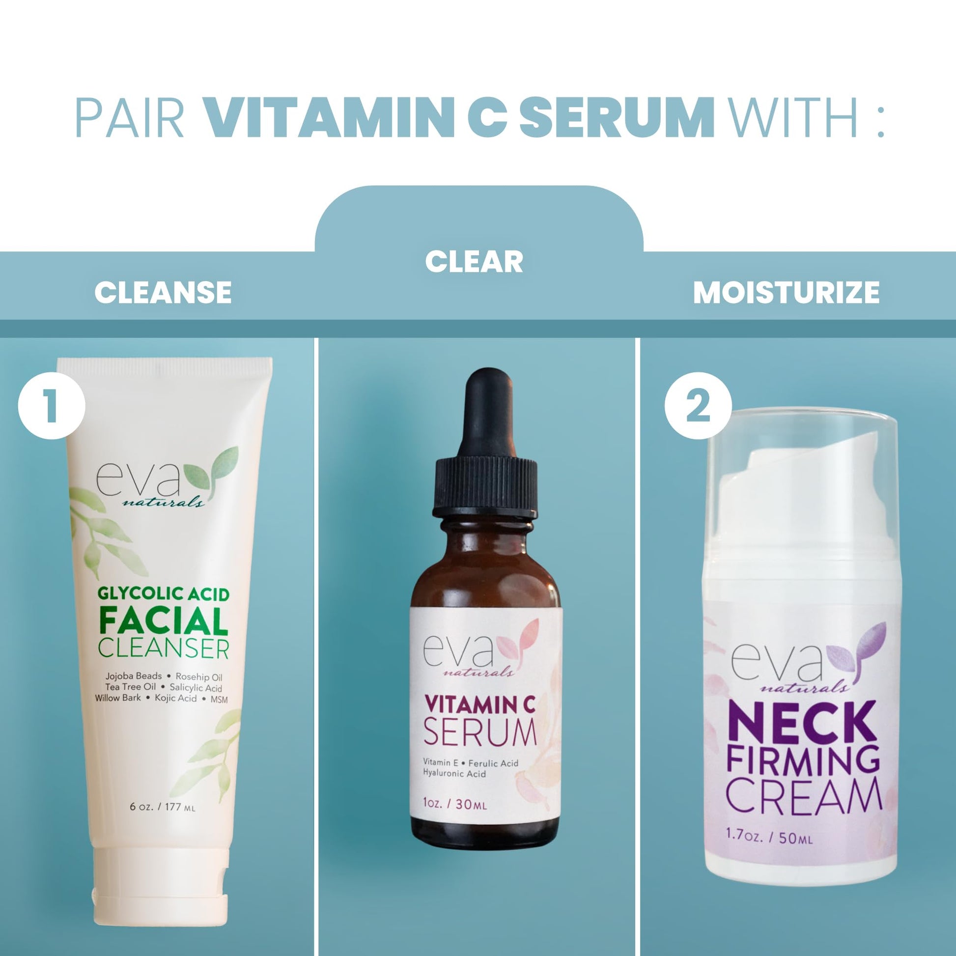 Eva Naturals Vitamin C Serum 20% by Eva Naturals (1 oz) - Best Vitamin C Serum for Face, Offers Anti-Aging & Protection Against UV & Free Radical Damage - Hyaluronic Acid, Vitamin E & Turmeric - Enhanced Formula by Eva Naturals