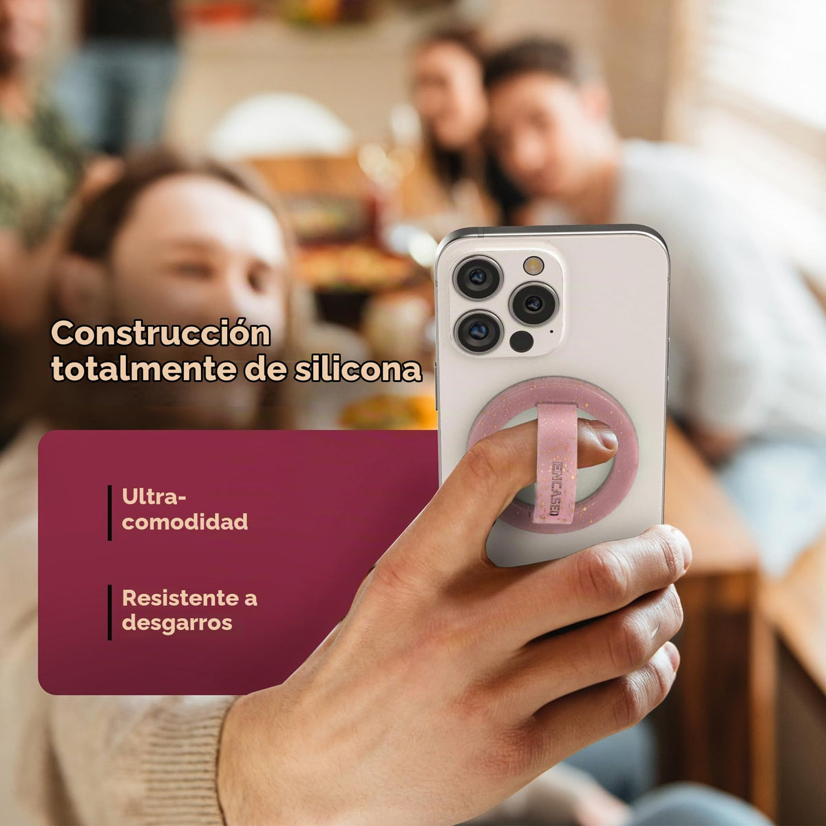 Soporte Magnético para Teléfono Compatible con MagSafe Rosa Purpurina