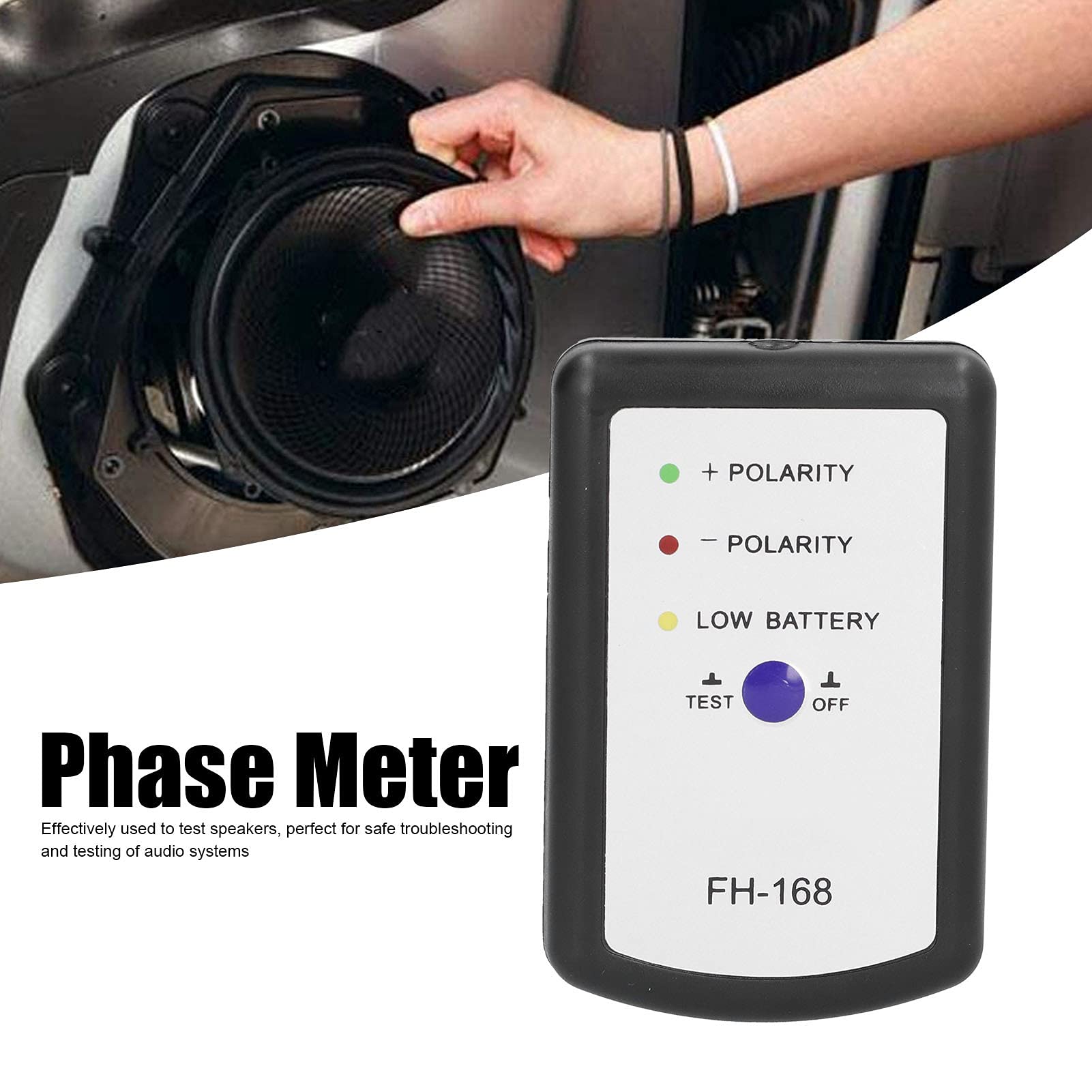 Keenso Probador de fase, bocina de audio, positiva, polaridad negativa, fasómetro de pH para auto Equipos audiovisuales en el coche