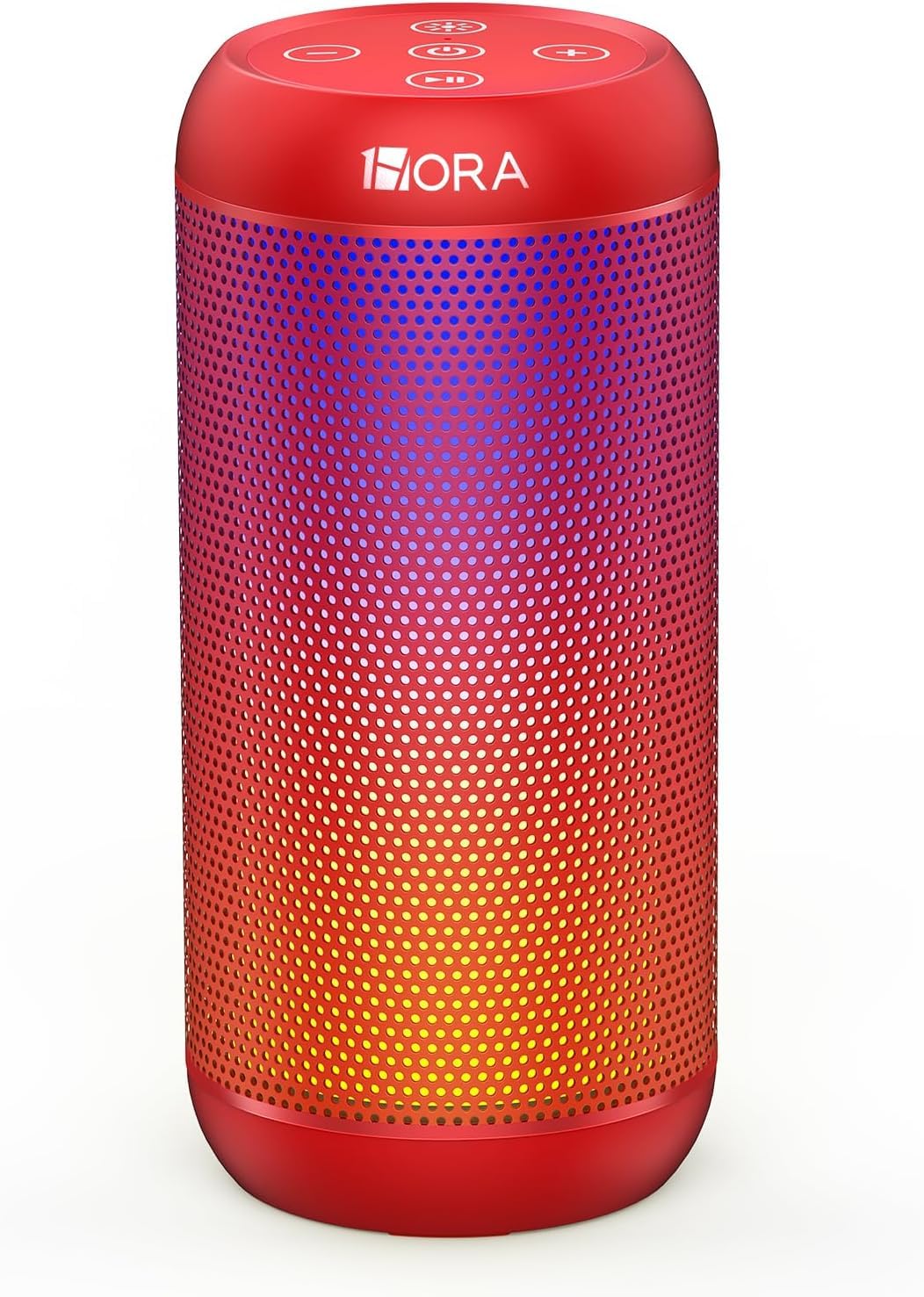 Bocina Bluetooth Portátil Hora Rojo con Iluminación RGB Ajustable y Emparejamiento Dual TWS