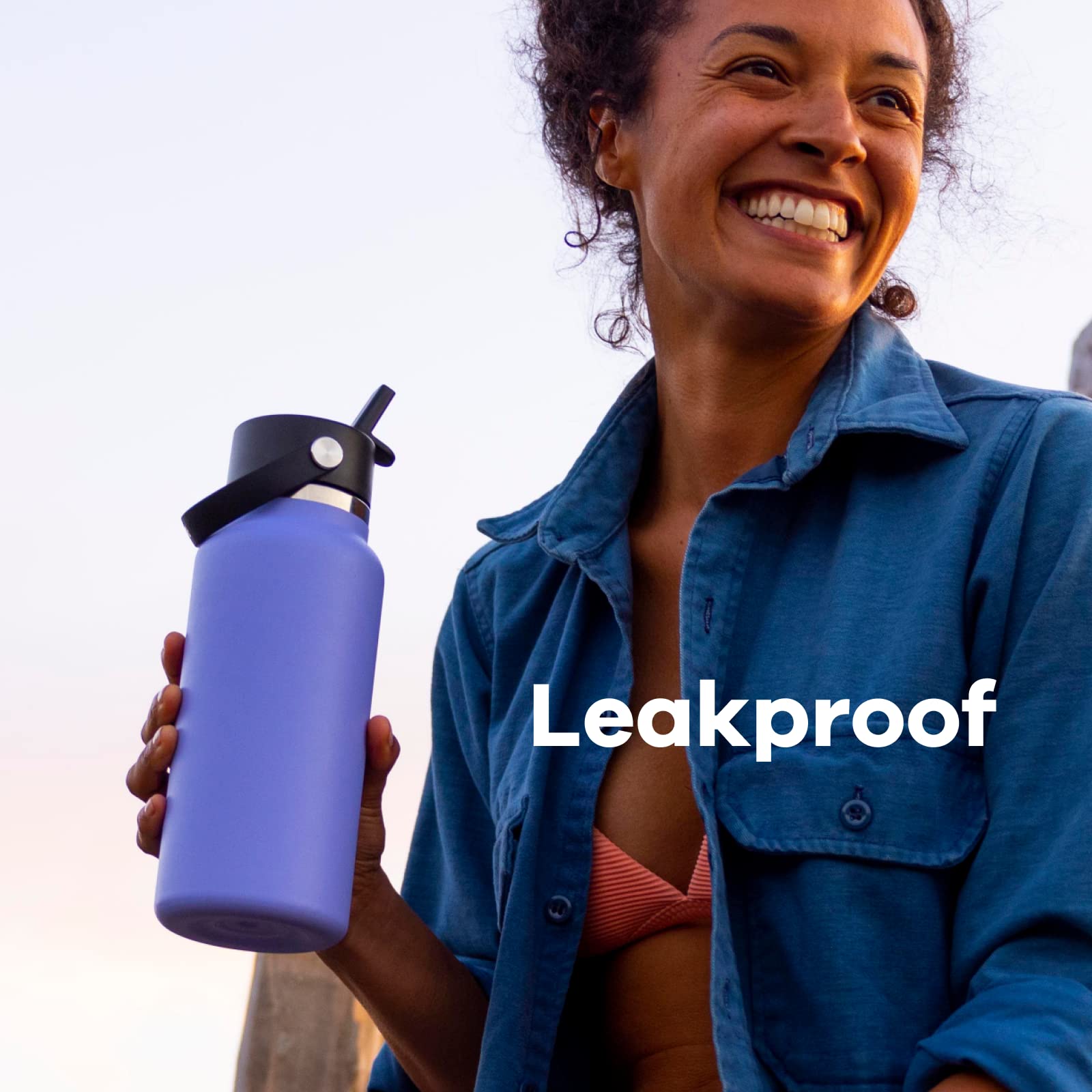 Botella Hydro Flask Dew con Tapa Ancha y Popote Flexible de 710 ml
