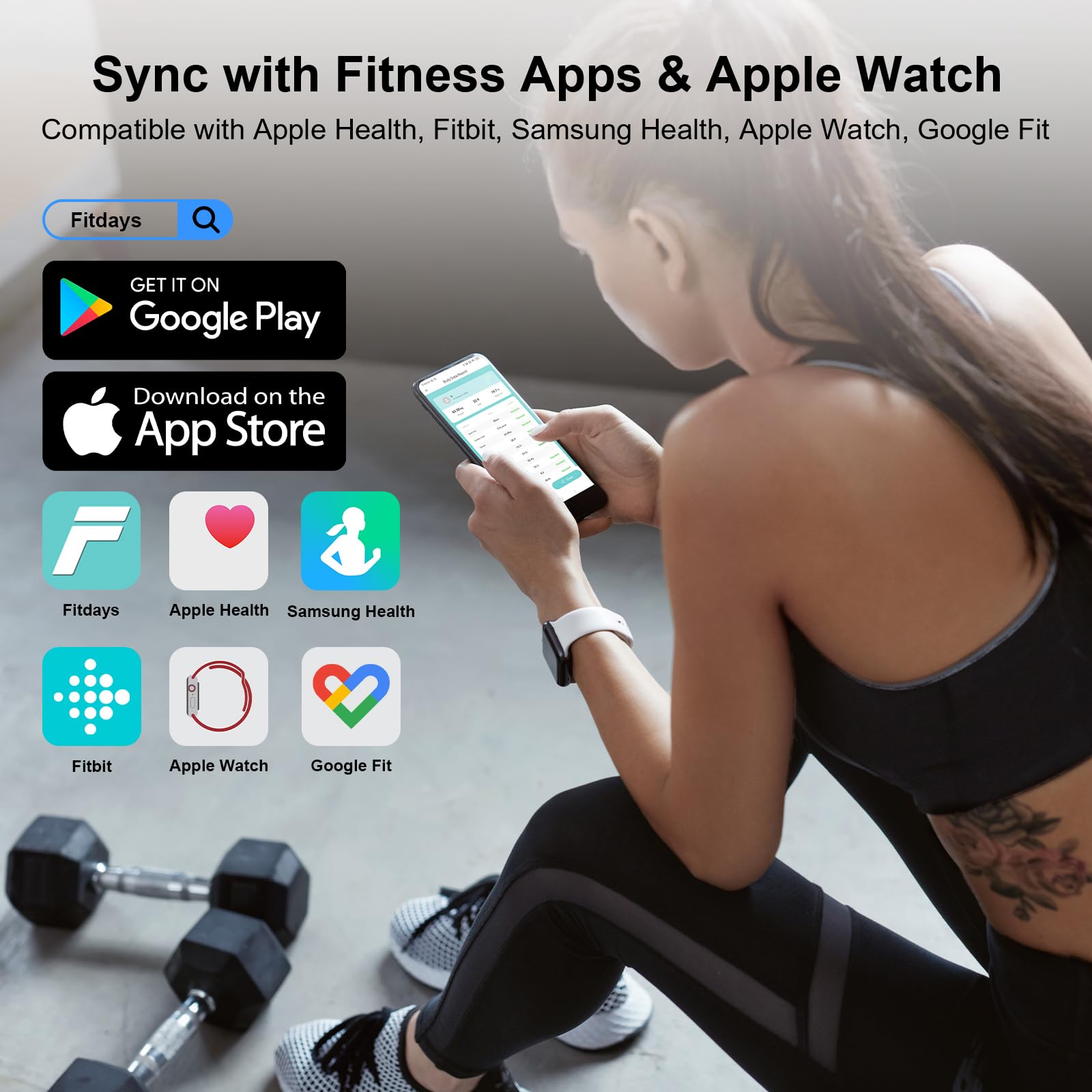 Báscula de grasa corporal inteligente BMI Báscula digital inalámbrica para baño, analizador de composición corporal con aplicación para smartphone con Bluetooth, 380 libras (gris)