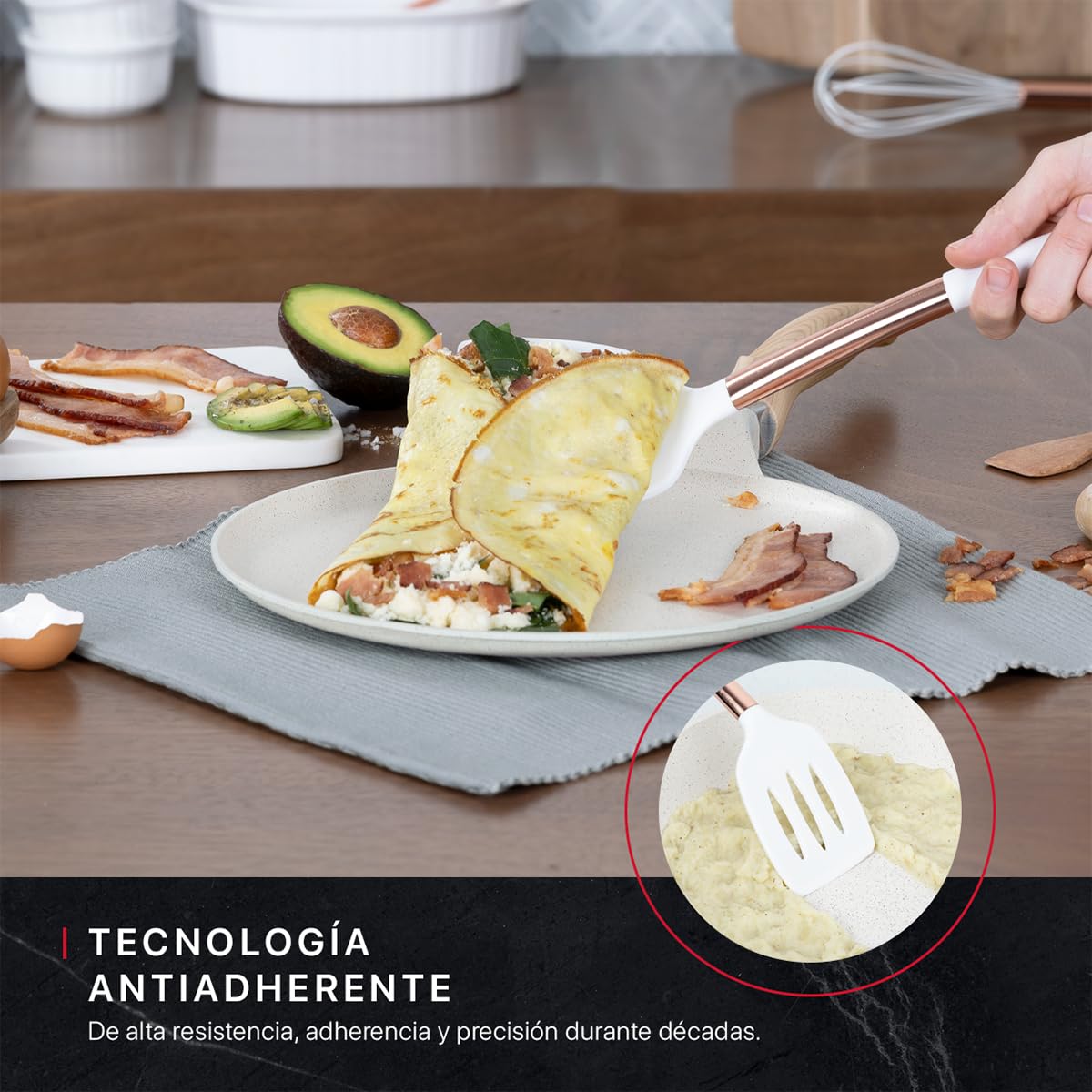 Set de Sartenes y Crepera Cookify Mármol Beige Antiadherente