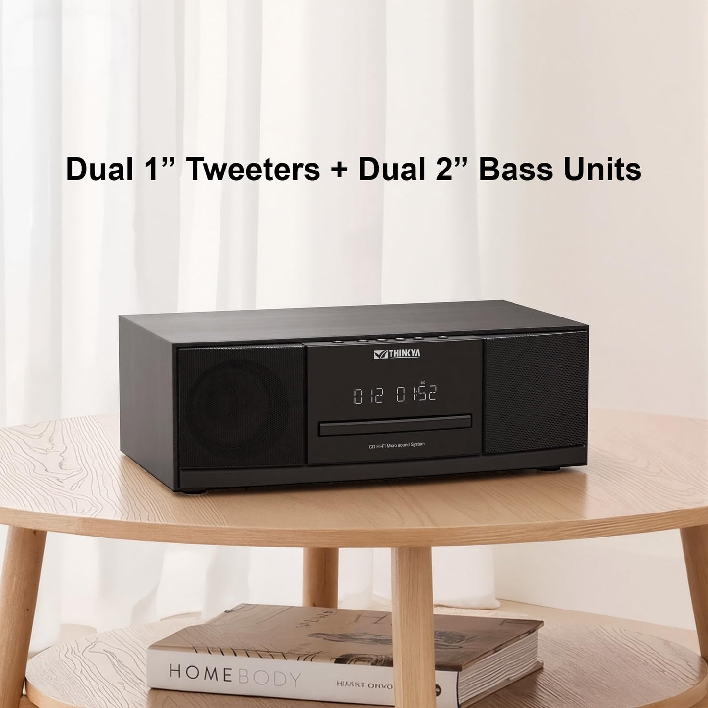 Reproductor de CD Bluetooth Sistema estéreo para el hogar, 36 W RMS, radio FM, control remoto