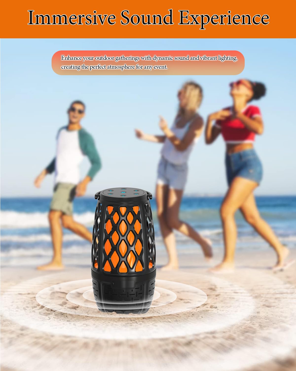 Paquete de 2 altavoces Bluetooth LED con llama para exteriores, regalos únicos para hombres, IPX6 impermeable Tiki antorcha atmósfera altavoz para fiesta, patio, jardín, altavoces al aire última