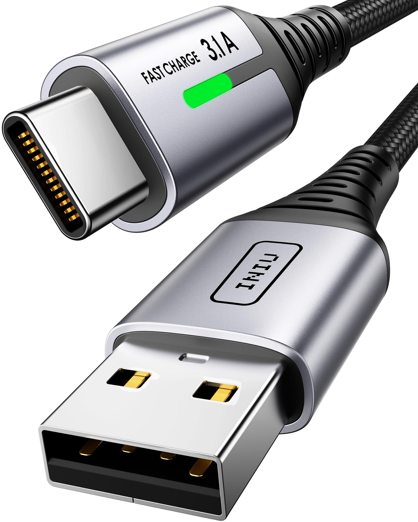INIU Cable USB C, Cable Tipo C Carga Rápida [0.3m/3.1A], Nylon QC 3.0 Cable USB-C a USB A para iPhone 16 15 Samsung S23 S22 S21 S20 S10 Note 20 Xiaomi Note 11 Huawei P30 Google Pixel 7 Pro Switch PS5