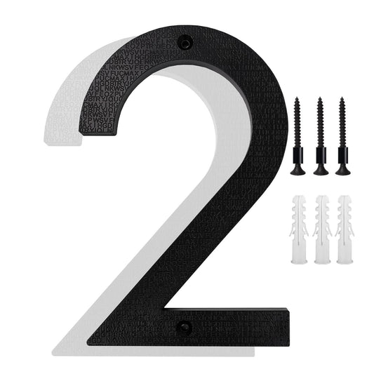 GLINTYU Numeros para Casa Exterior, Altura 20 cm, Material ABS Engrosado de 8,3 mm, Negro Mate, Fácil de Instalar y Resistente, Adecuado para Uso Residencial, de Oficina, Piso y Calle (2)